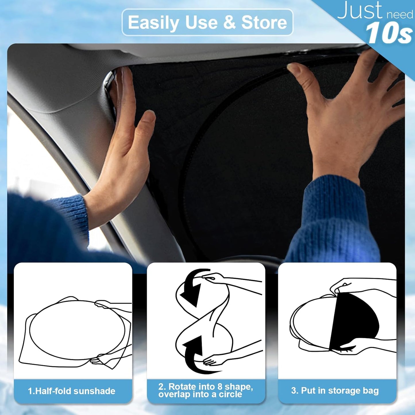 Custom Fit Kia EV6 Windshield Sunshade for 2022 2023 2024 2025 EV6 for Kia Front Window Shades Cover for Windshield Sun Visor Protector 210T Reflector Blocks UV Rays Cooler Car Accessories