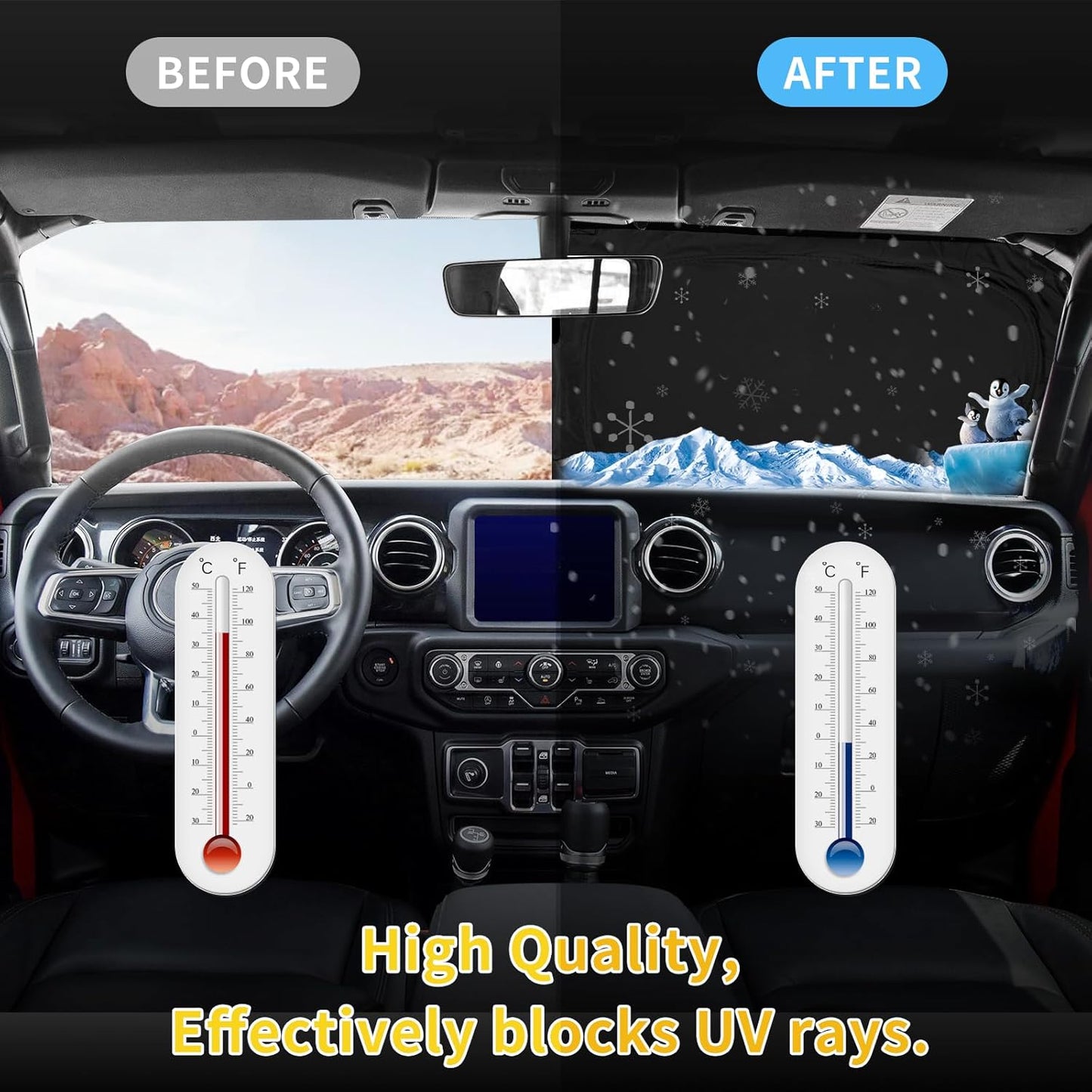 for Toyota RAV4 Sun Shade Sunshade Windshield Cover - 4 Layers Front Window Shade for RAV-4 2013-2018 Custom Fit Sun Visor - 240T Retractable Shade Blocks UV Rays Car Accessories