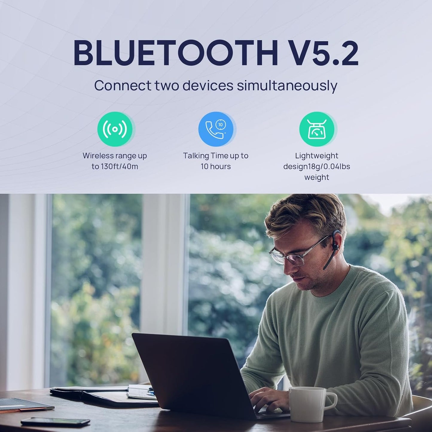 Yealink BH71 Pro Bluetooth Headset with USB Dongle, Teams Certified, 4 Noise Cancelling Microphone, Fit for Computer Laptops, Wireless Earpiece for Business Office Work Calling