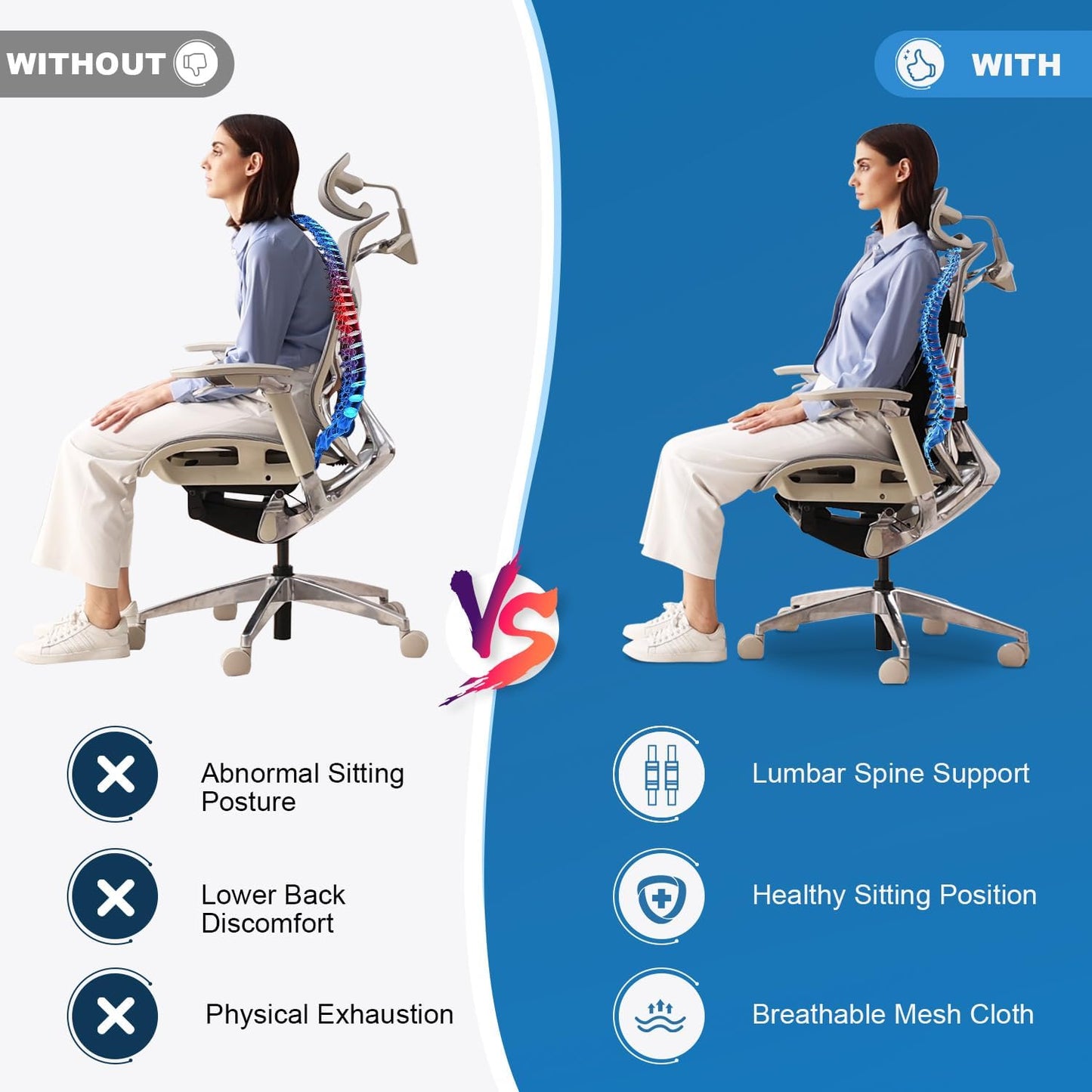 Lumbar Support Pillow for Office Chair Car, Gaming Chair Lower Back Pain Relief Memory Foam Cushion with Greeting Card,3D Mesh Cover Ergonomic Back Rest, Birthday Gift Father‘s Day Gifts for Dad