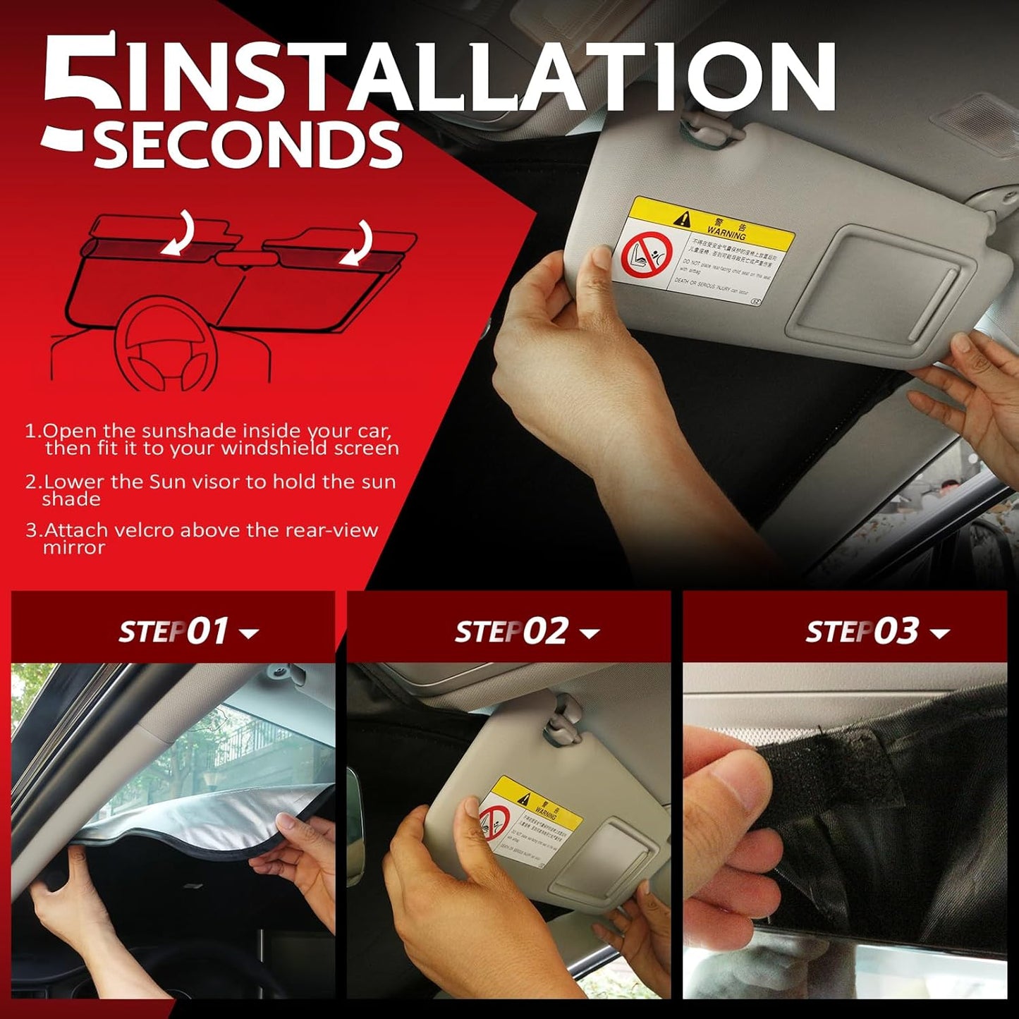 KAYZT Windshield Sun Shade for 2013-2018 BMW 3 Series/F30/F31/F80/M3 Foldable Sunshade 3 Series 330i 328i 320i 325i 335i Front Window Custom Fit Car Accessories