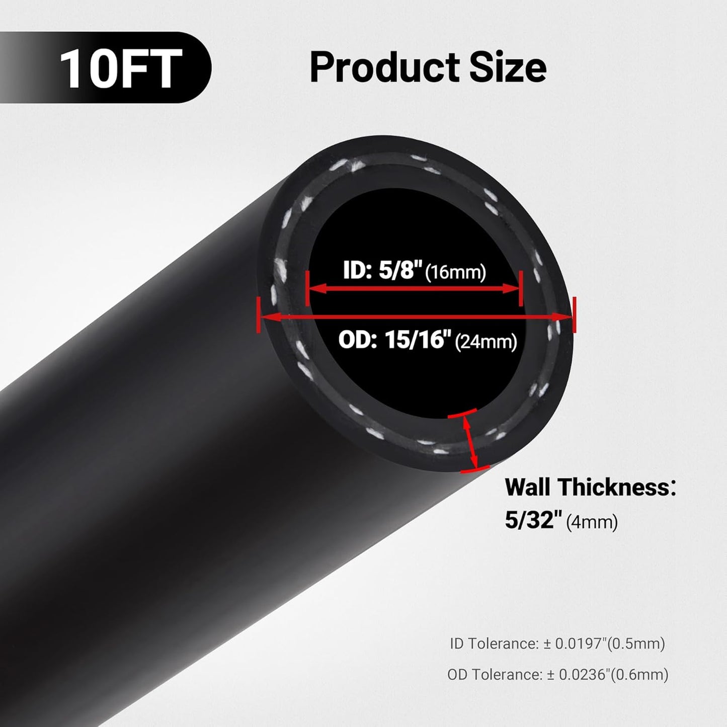 EVIL ENERGY 5/8" Heater Hose Coolant Radiator Straight 100PSI SAE 20R3 10FT Black