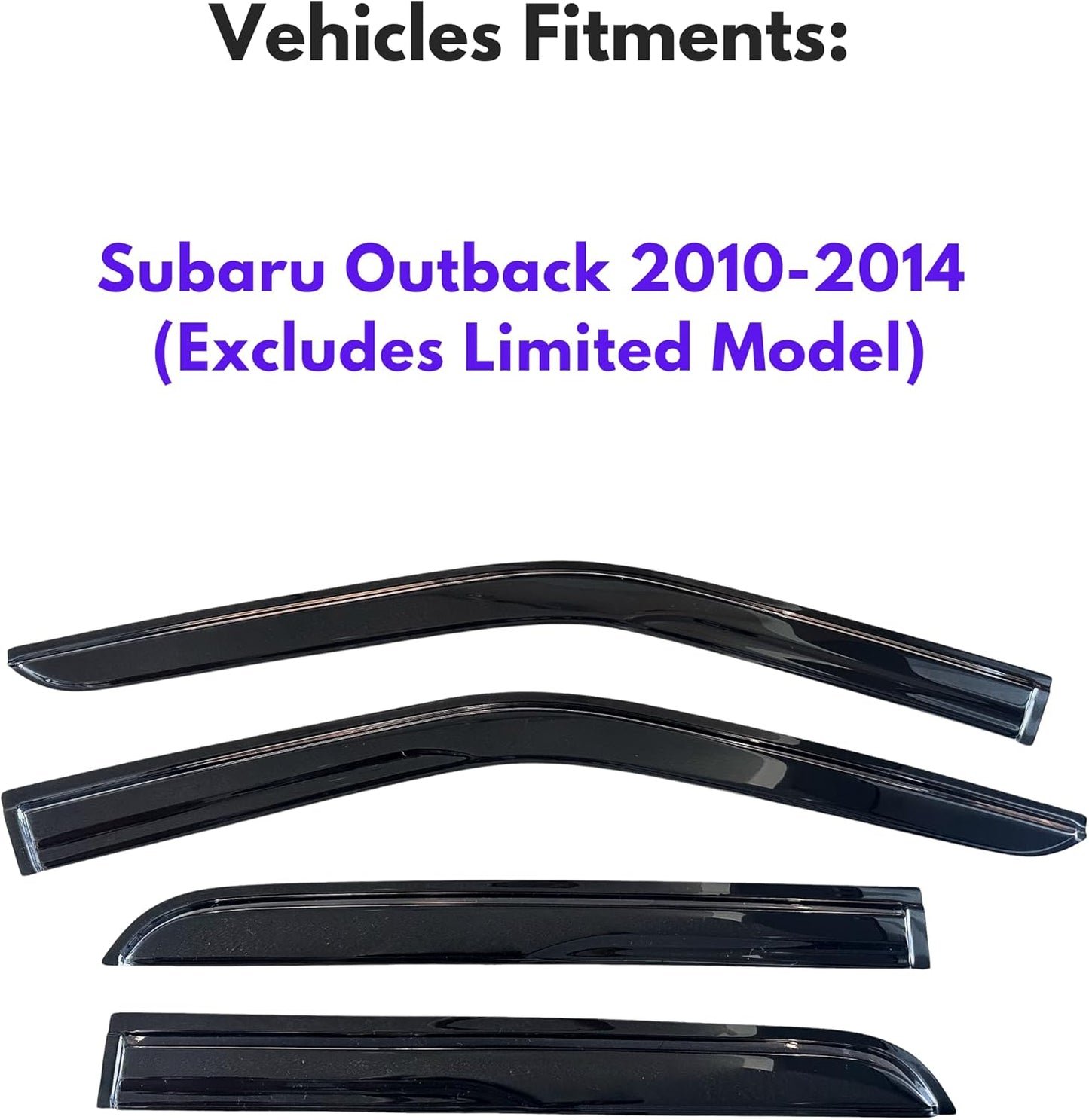 KPY Window Visor Compatible with Subaru Outback 2010-2014 (Excludes Limited Model), 4PC Rain Guard Side Window Vent Deflectors Tape-On Mugen Style, 2010 2011 2012 2013 2014