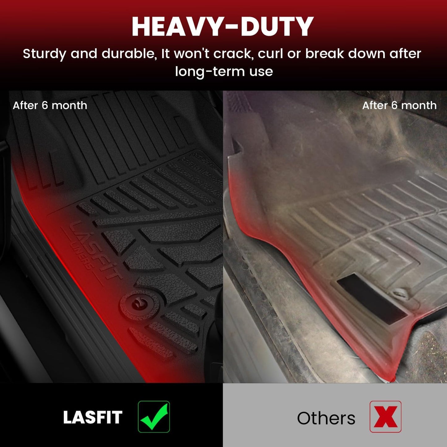 LASFIT Floor Mats 2024-2025 for Chevrolet Chevy Silverado EV RST (Not for WT/LT)/GMC Sierra EV Denali (Not Fit Elevation/AT4), All Weather TPE Custom Fit Floor Mats for Cars, 1st and 2nd Row
