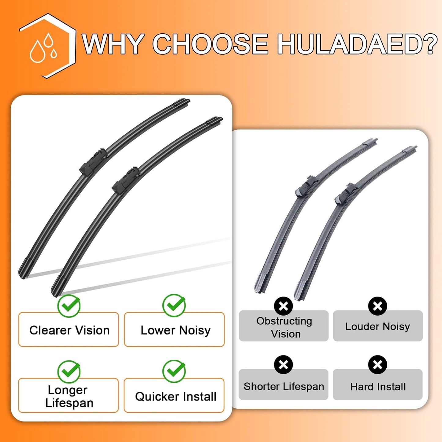 HULADAED® 24'' 20'' 15'' Windshield Wipers Replacement for Land Rover Range Rover 2023 2022 2021 2020 2019 2018 2017,Silicone Front Rear Wiper blades for MY Car-All Weather & Quiet(3 PACK)