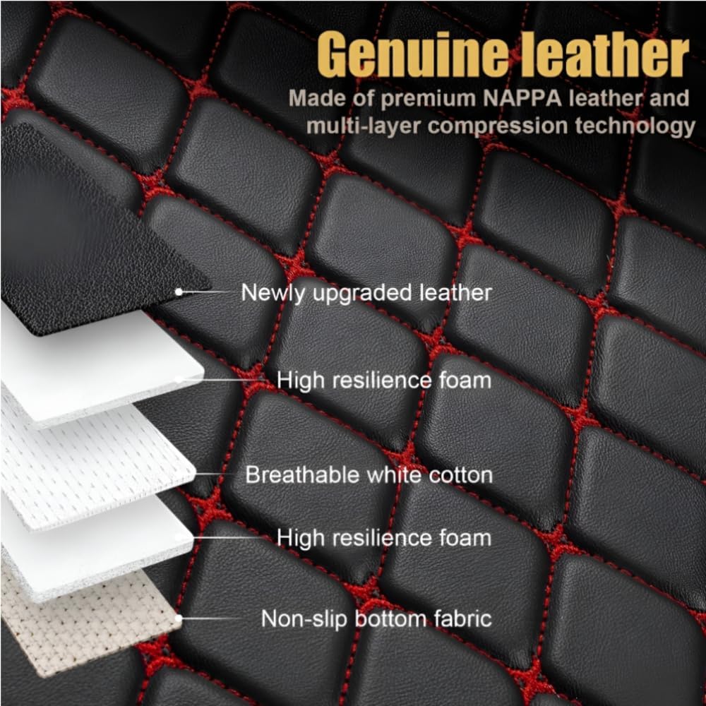 Add Personal Touch to Your Vehicle with IMEISH Customizable Logo Text Car Mats for 99% of vehiclesPads Protection Non-Slip Leather Floor Liners (Black Stitching)