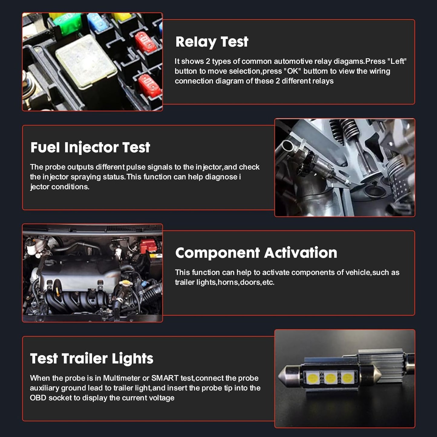 P200 Power Circuit Probe Kit - Test Light Automotive Circuit Tester Circuit Breaker Finder Tool, Relay Tester Multimeter, Oscilloscope, Fuel Injector Tester - 9~30V