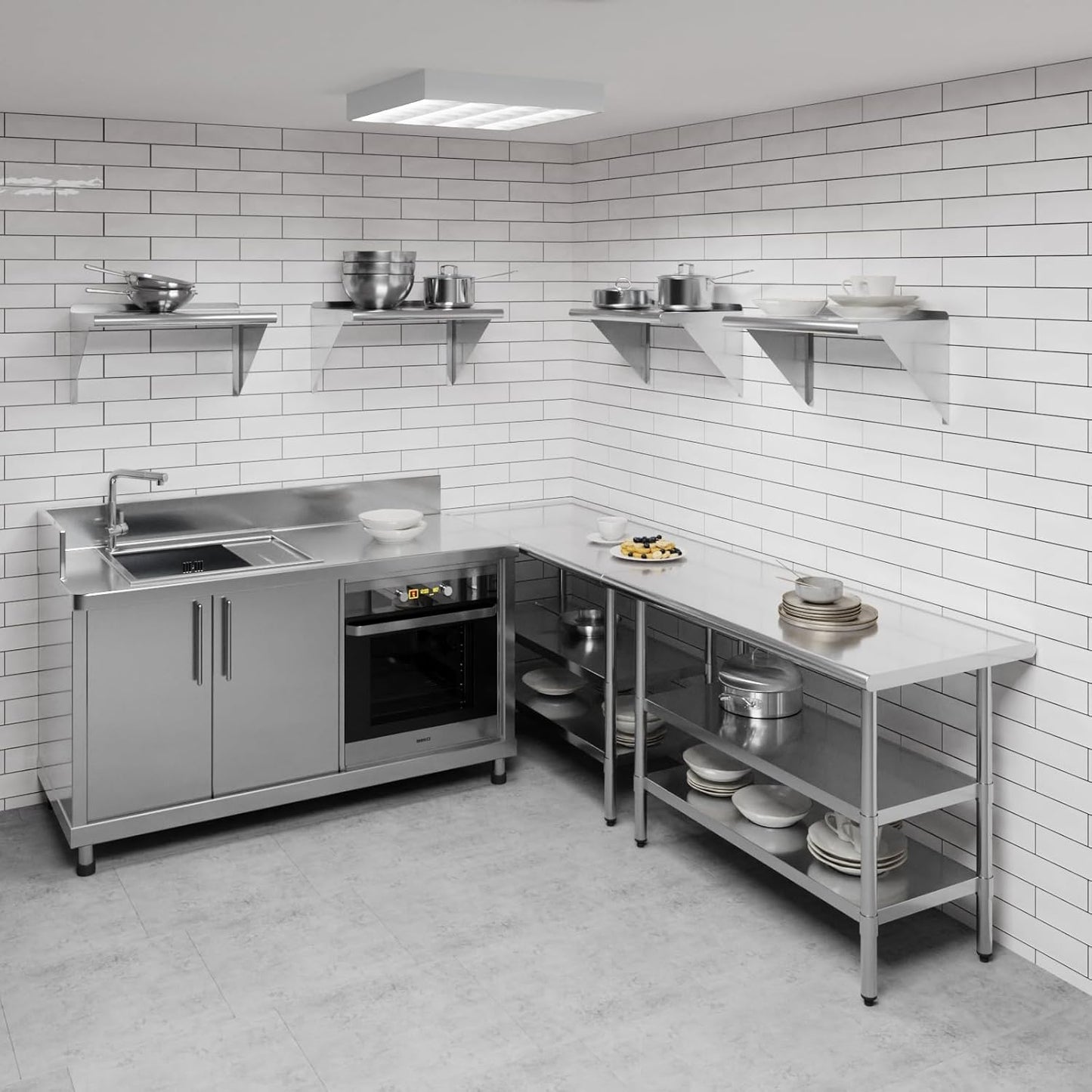 AmGood 24" Long X 14" Deep Stainless Steel Wall Shelf | NSF Certified | Appliance & Equipment Metal Shelving | Kitchen, Restaurant, Garage, Laundry, Utility Room