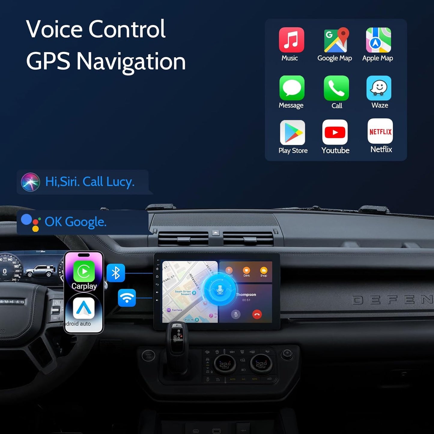 Single din Car Stereo,Rotatable Carplay Screen with 1080P Rear Camera,Wireless CarPlay & Android Auto Touch Screen,Mirror Link|Bluetooth|Music Play|AUX|FM,10.1" Wireless Single Din Car Radio