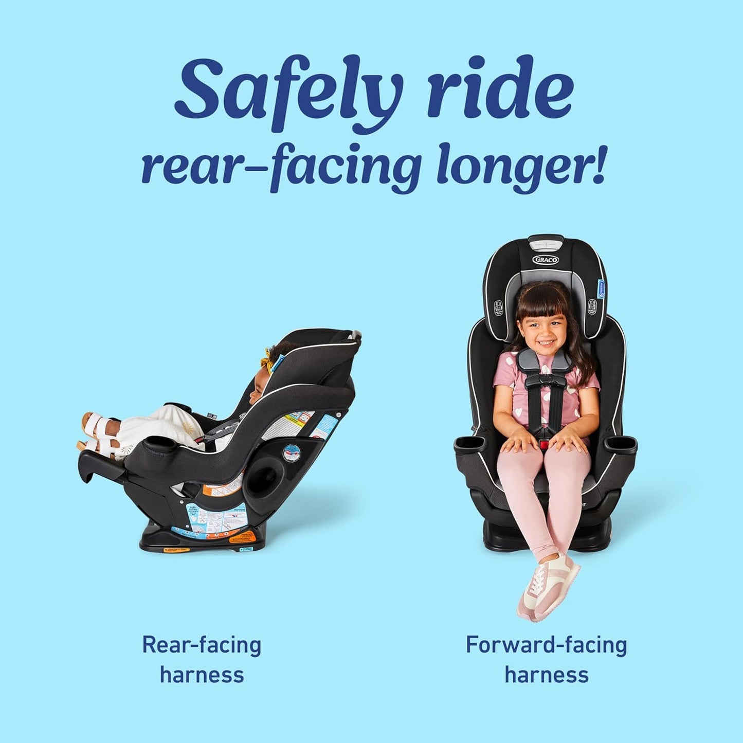 Graco Extend2Fit Convertible Baby Car Seat, Rear and Forward Facing, Adjustable Extension Panel for Extra Legroom, Gotham