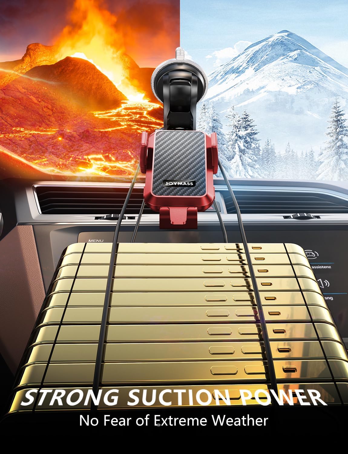 Wireless Car Charger, Phone Holders for Your Car, 15W Auto Clamping Phone Mount Car Accessories for iPhone 16 15 14 13 12 Mini Pro Max 11, Samsung Galaxy S24 Ultra S23 S22+ Note 20, etc - Red