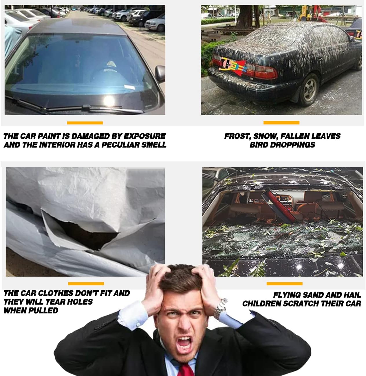 TUCAREST 6-Layers PEVA Premium Full Car Cover Fit for Sedan hatchback Pickup SUVs MPV Rain and snow protection, sun protection, UV protection, and protection of car paint surfaces-Silver Grey -Up 182"
