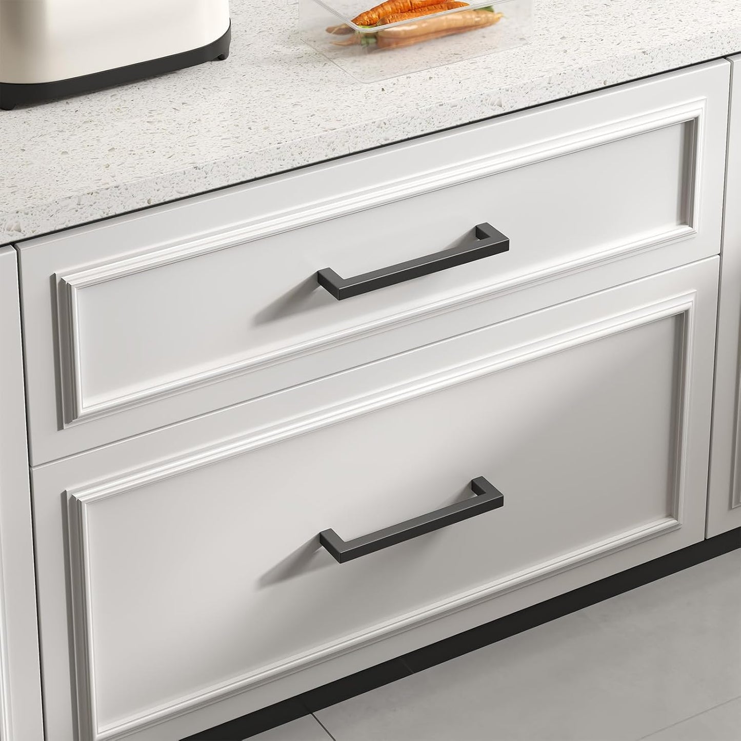 goldenwarm 2 Pack 18INCH Black Cabinet Pulls Kitchen Cabinet Handles-LSJ12BK458 Square Drawer Handle Metal Bathroom Cabinets Hardware 458mm Hole Center