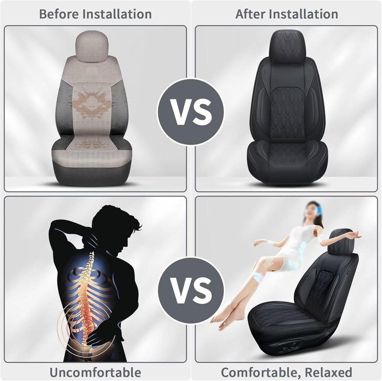 2 Front Car Seat Cover Fit for Toyota Camry 2012-2025 Faux Leather for Camry Seat Covers Waterproof Auto Seat Cushion Protector Compatible Airbag (2 Seats,Black)