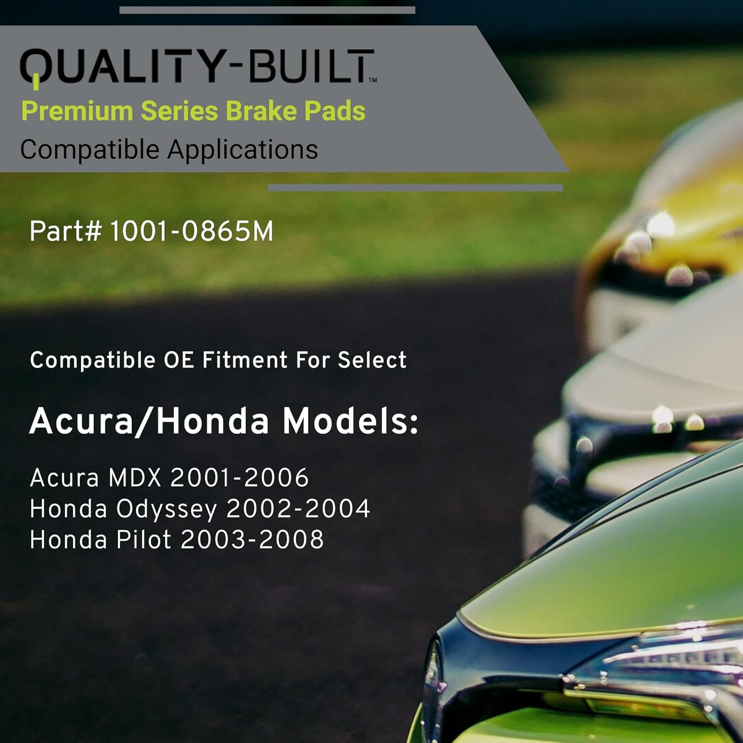 Premium Semi-Metallic Rear Brake Pads (1001-0865M) Compatible with Acura MDX 2001-2006, Honda Odyssey 2002-2004, Honda Pilot 2003-2008