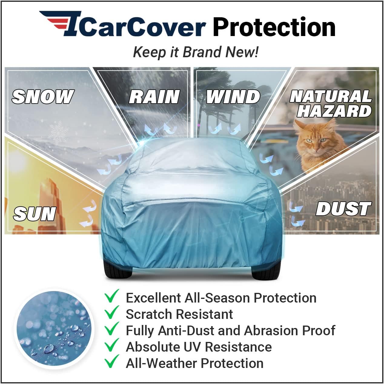 iCarCover Premium Car Cover for 1959-1963 Buick Invicta Heavy Duty Waterproof All-Weather Automobiles Custom Fit Indoor Outdoor UV Snow Protection Covers with Straps and Bag
