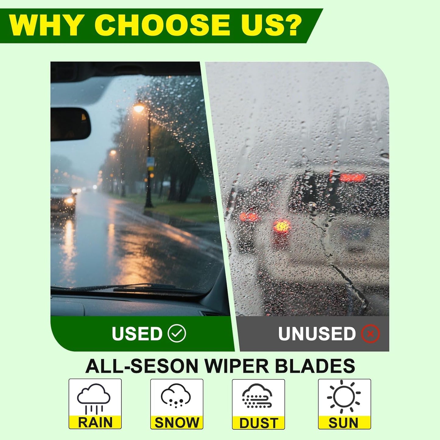 QUALITY 24in + 17in Premium All-Season Windshield Wiper Blades for Original Equipment Replacement(Set of 2)