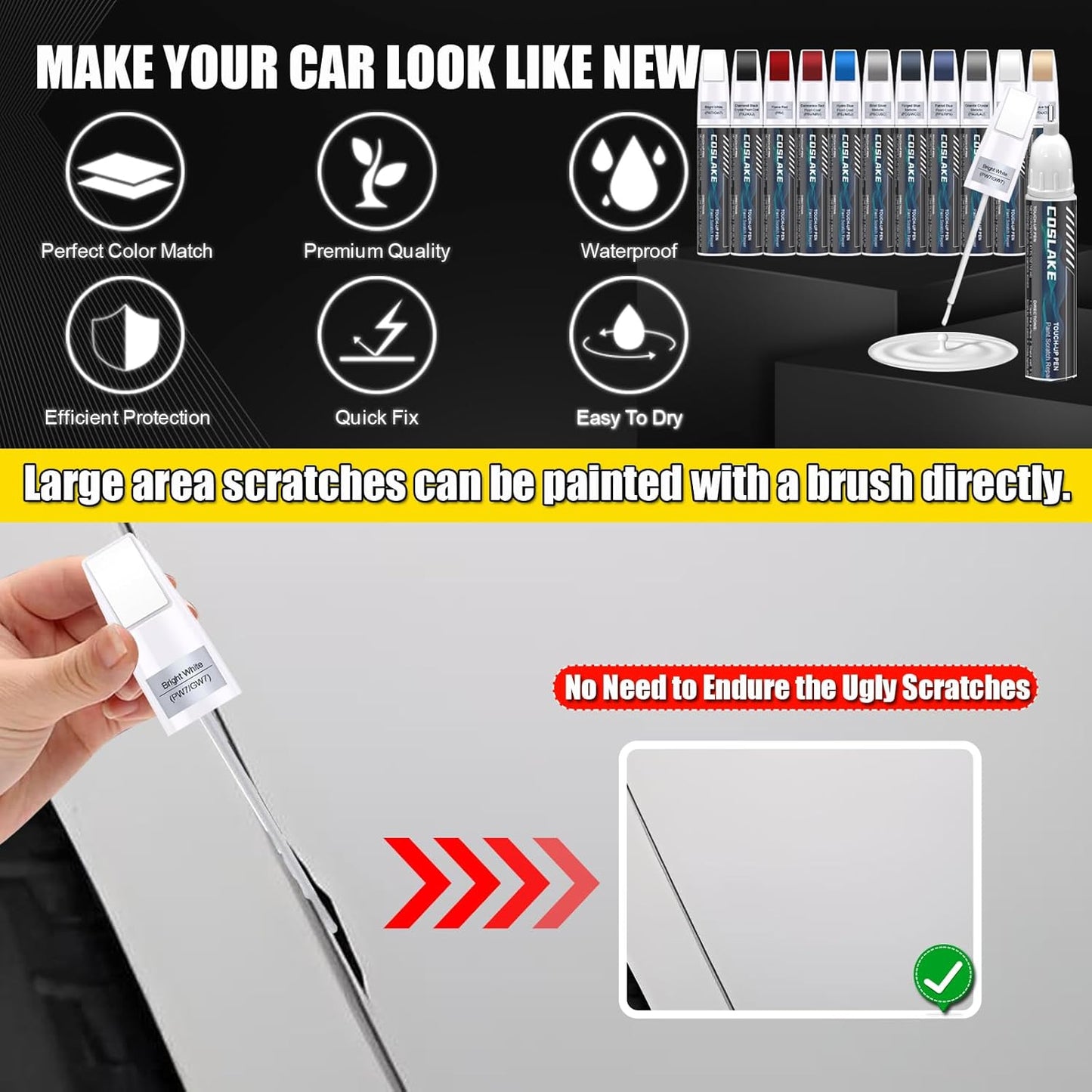 Car Touch Up Paint(Hydro Blue Pearl-Coat(PBJ/MBJ)) for Dodge Ram, Car Paint Scratch Repair Kit, Quick & Easy Solution to Repair, 2 in 1 Scratch Remover Pen with 2PCS Disposable Micro Applicators