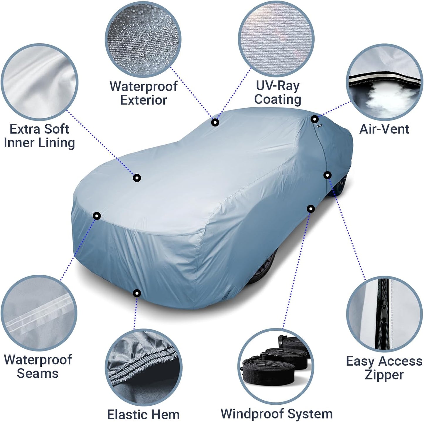 iCarCover Premium Car Cover for 1971-1978 Buick Riviera Heavy Duty Waterproof All-Weather Automobiles Custom Fit Indoor Outdoor UV Snow Protection Covers with Straps and Bag