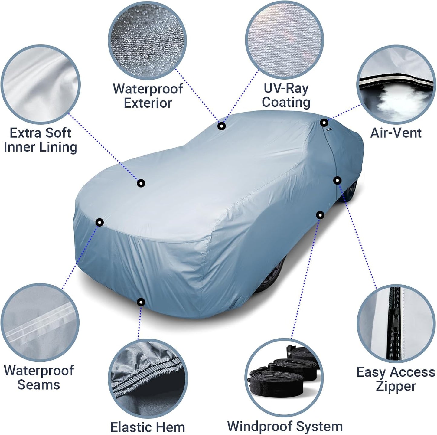 iCarCover Premium Car Cover for 1949-1952 Chevy Styleline Deluxe Wagon Heavy Duty Waterproof All Weather Automobiles Custom Fit Indoor Outdoor UV Snow Protection Covers with Straps and Bag