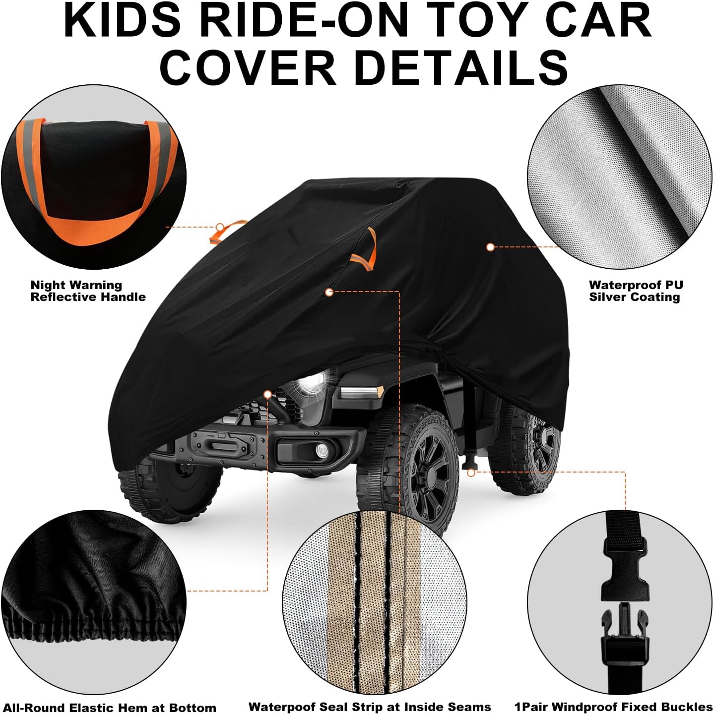 Kids Ride-On Toys Car Cover Waterproof,12/24V Powered Wheels Electric Battery Jeep Car Outdoor Protective Covers for Toddler Big Kids Children Tractor Truck Vehicle,All Weather Protection,55x33x32