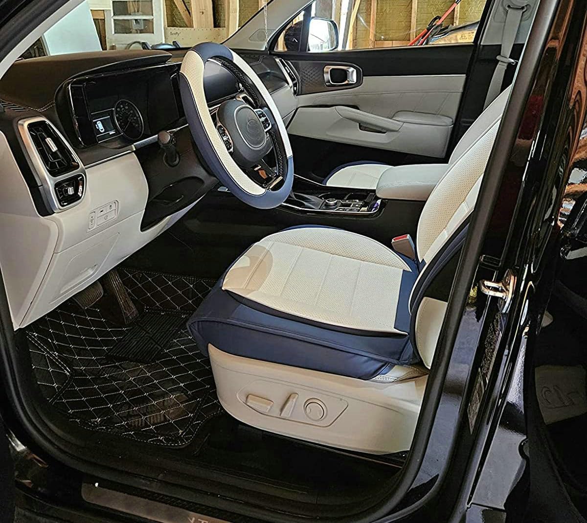 Custom Car Floor Mat Compatible with BMW Mercedes-Benz Toyota Cadillac Lexus Honda Infiniti Nissan Hyundai Kia Audi All Models Cars Sedans SUVs Automotive Mats (Black and Black)