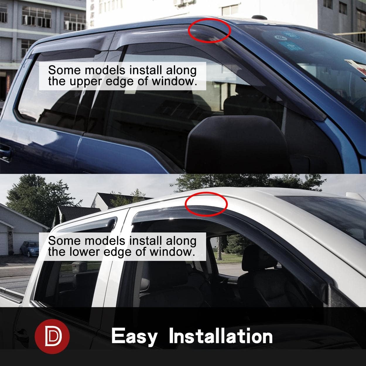 94243 Original Side Window Deflector Visor Rain Guard,Outside Mount Tape-on Shatterproof Dark Smoke,4pcs Window Shades fit for 2005-2010 Jeep Grand Cherokee