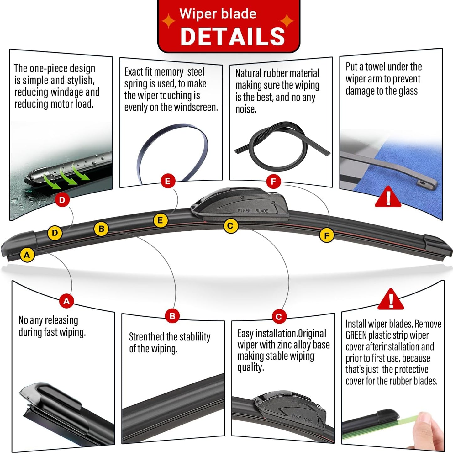 Windshield Wiper Blades Replacement for Toyota RAV4 2013 2014 2015 2016 2017 2018 Original Factory Quality Front Rear Wipers Blade Set for My Car - 26" 16" 10" (Pack of 3)