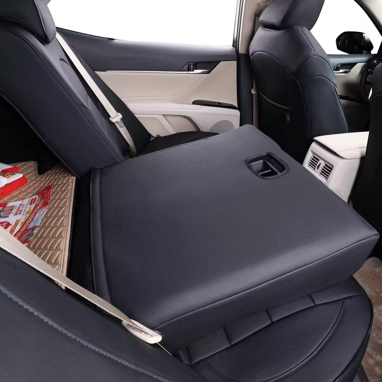 coverdream Custom Fit Camry Car Seat Covers for 2025 Toyota Camry XLE,XSE,Full Coverage Waterproof Leather Seat Protector(Full Set,Black)