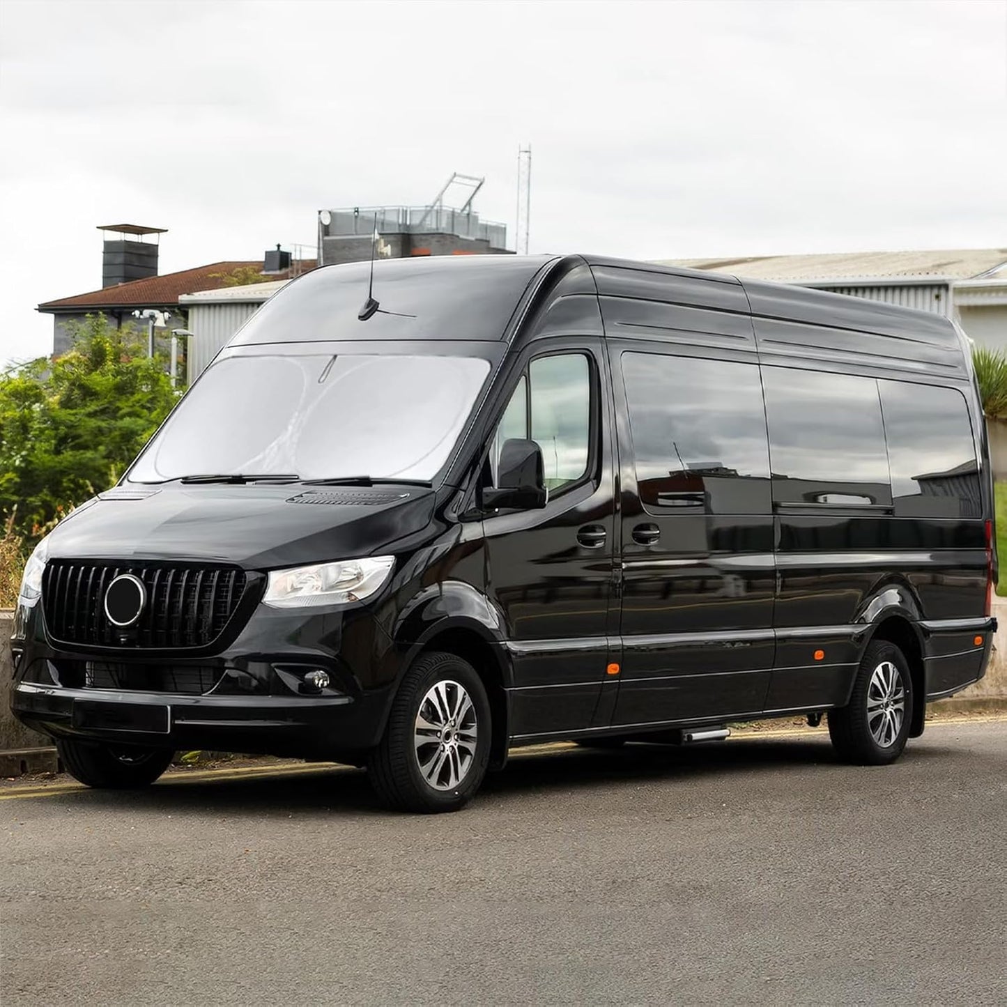 Custom Fit Benz Sprinter Windshield Sunshade for 2007-2025 2026 Mercedes Benz Sprinter Freightliner Cargo Crew Passenger Motorhome Accessories Window Shades Cover for Windshield Sun Visor Blocks UV