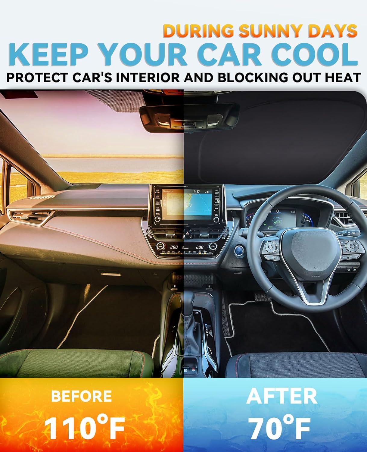 Sun Shade for HRV Windshield Sunshades Cover for 2021-2023 2024 2025 2026 Honda HR-V LX Sport EX EX-L Accessories Foldable Front Window Shields Protector Sun Visor Blocks UV Rays