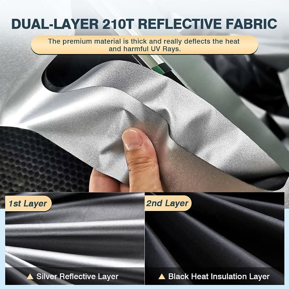 Cartist Windshield Sun Shade Fits for Ford Mustang Mach-e 2021 2022 2023 2024 2025 Accessories Foldable Car Front Window Sunshade for Mustang Mach-e Sun Visor Block UV Rays