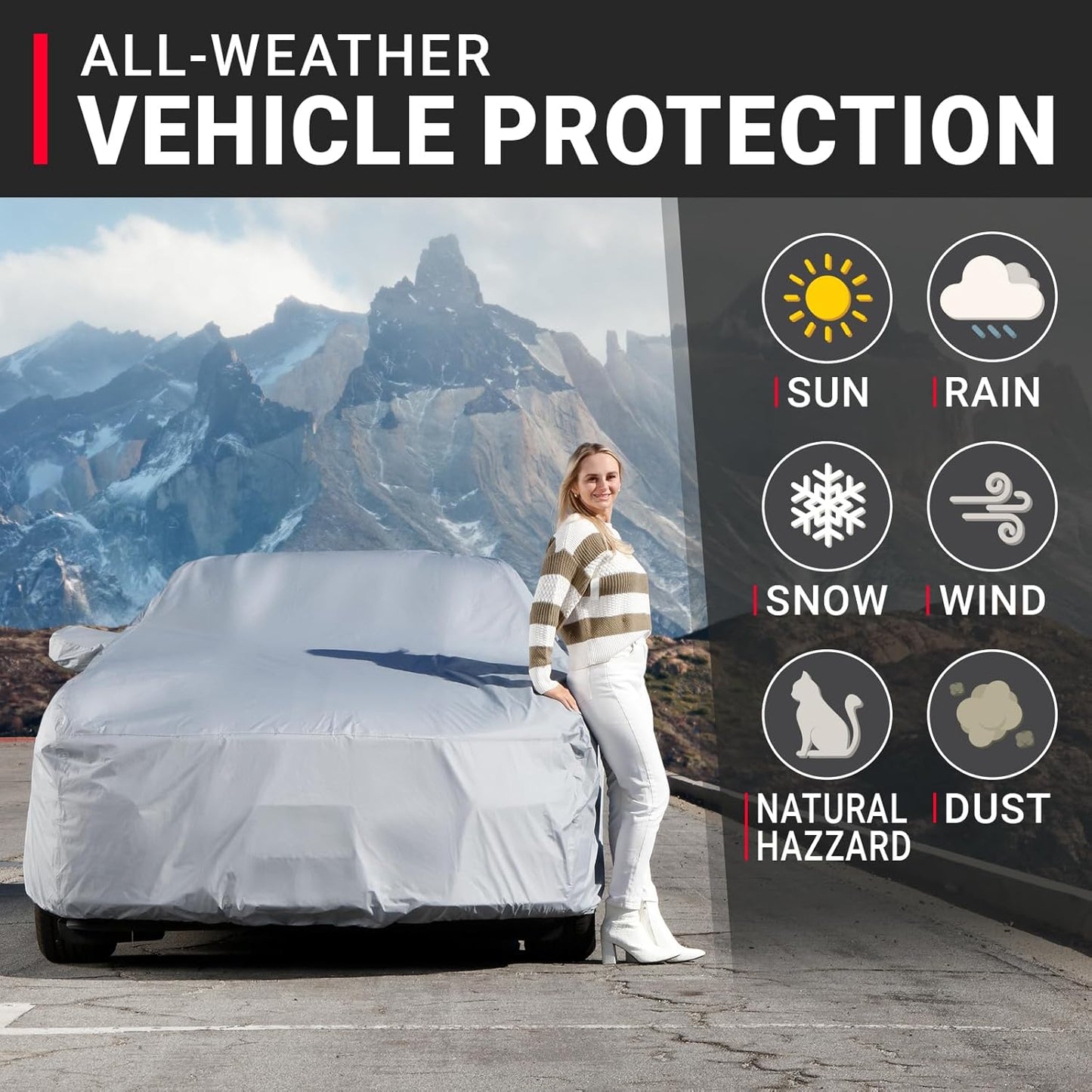 iCarCover Premium Car Cover for 1985-1988 Pontiac Fiero GT Fastback Heavy Duty Waterproof All-Weather Automobiles Custom Fit Indoor Outdoor UV Snow Protection Covers with Straps and Bag