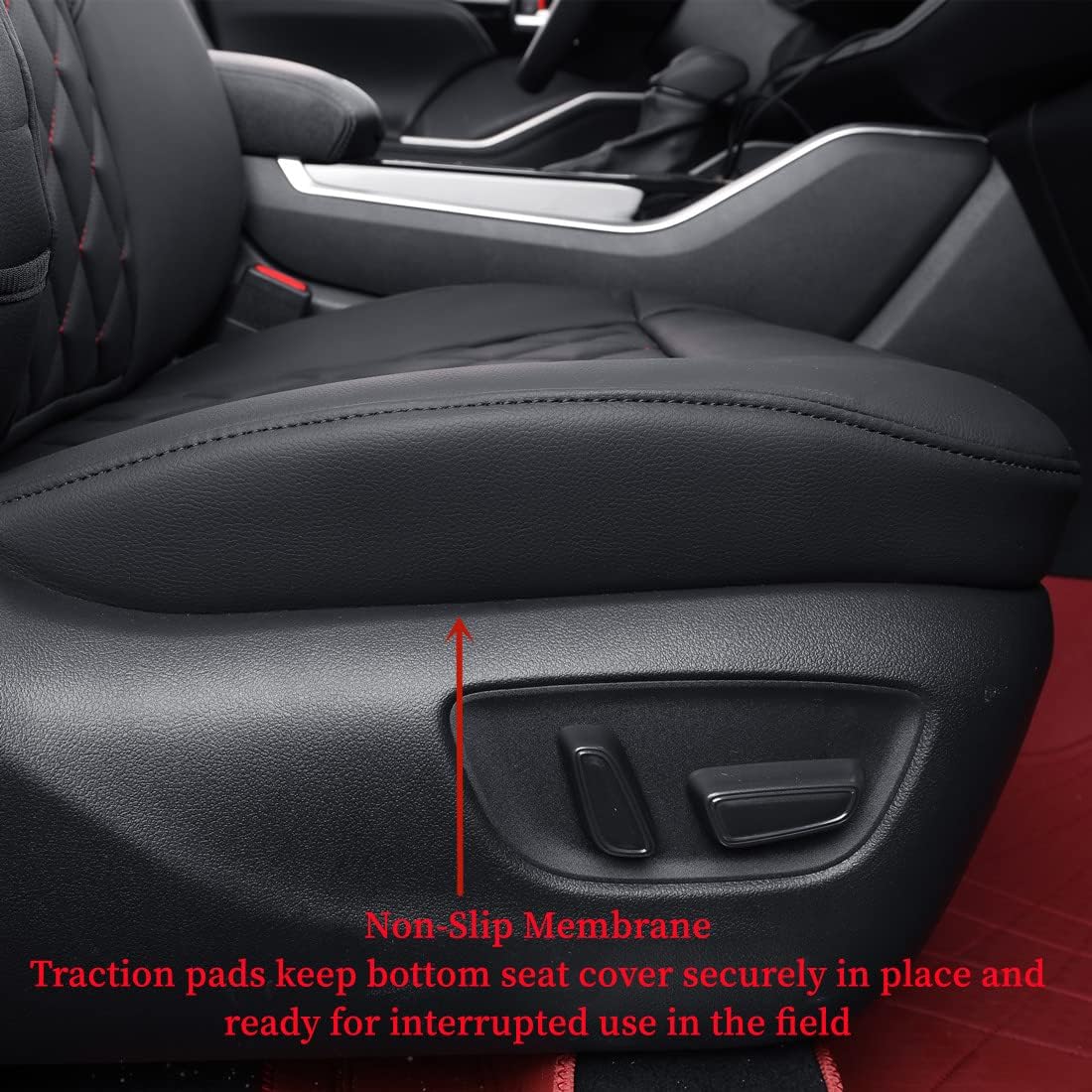 coverdream Custom Seat Covers Compatible with Select Toyota Camry Hybrid 2012 2013 2014 2015 2016 2017 Models - Leatherette (Black/Red,Full Set)
