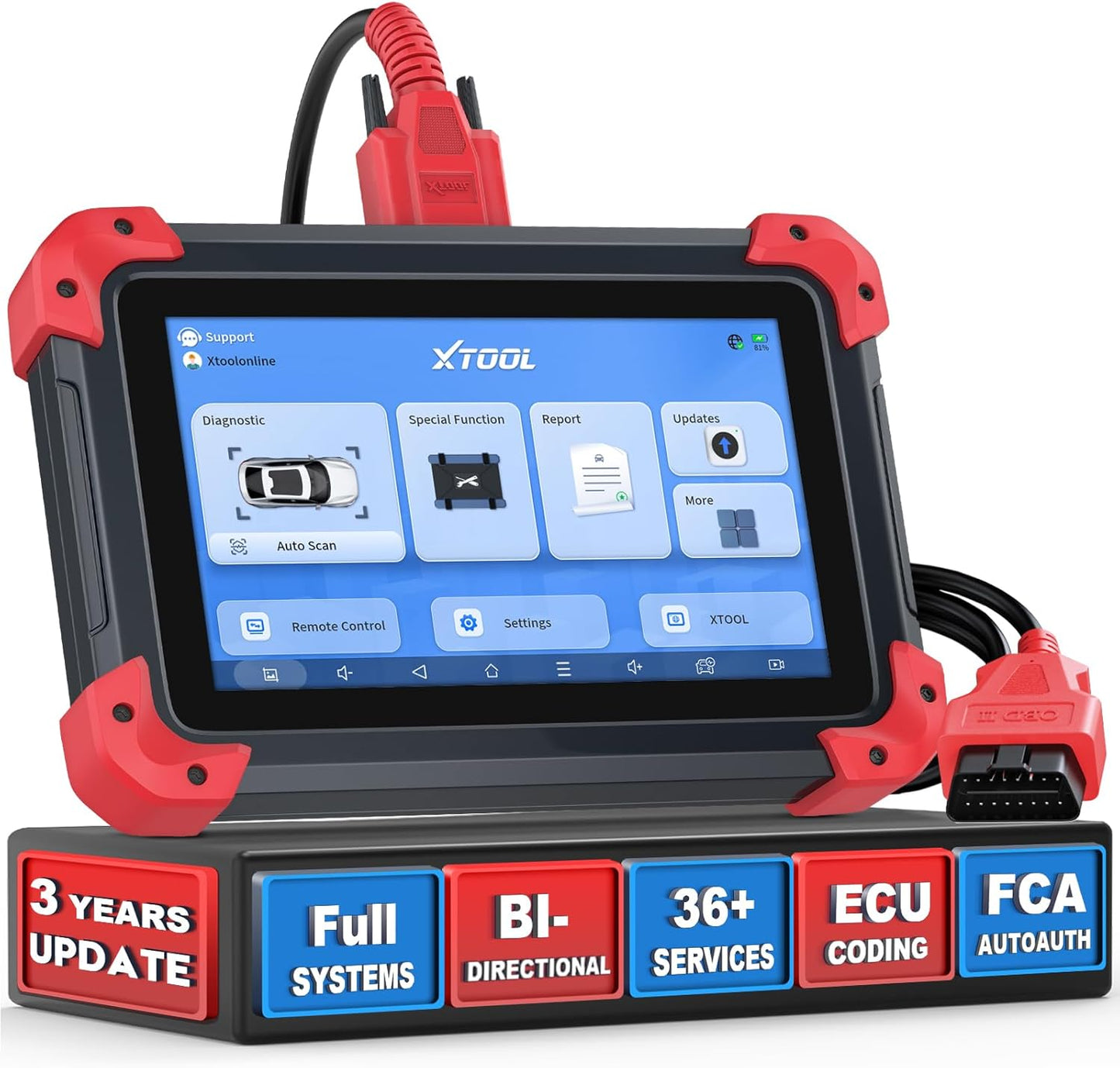 XTOOL D7X OBD2 Scanner Diagnostic Tool,2025 Bidirectional Scan Tool with 36+Resets,3-Year Updates,FCA Autoauth,ECU Coding,Full System Car Scanner for ABS Bleeding,Crankshaft Relearn,Injector Coding