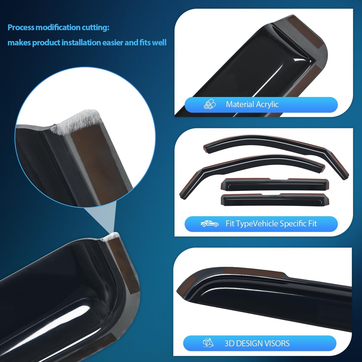 Nilight Durable in Channel Rain Guards for Chevrolet (Chevy) Traverse 2018 2019 2020 2021 2022 2023 Window Deflectors, Vent Window Visors-4pcs