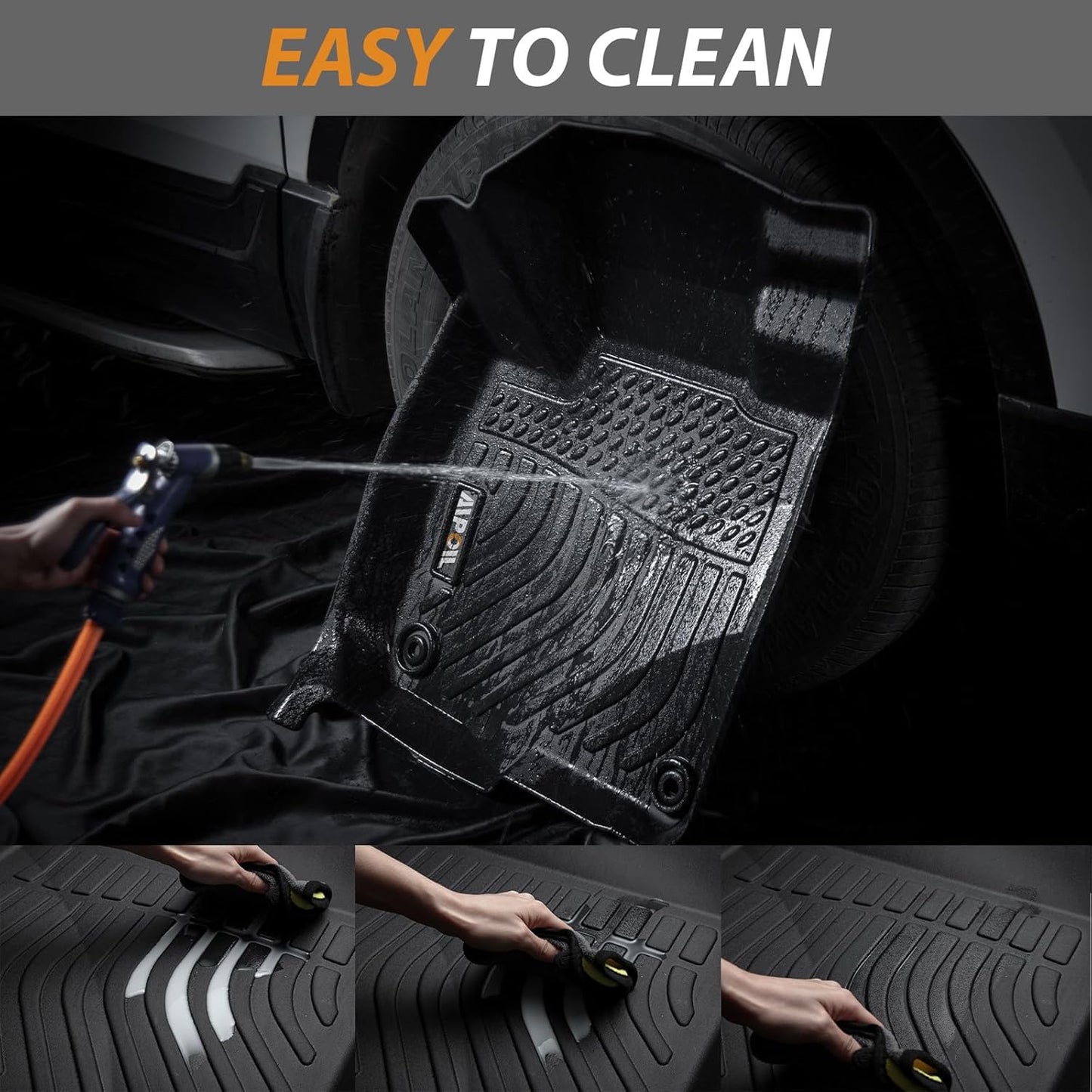 AIPOIL® Floor Mats for 2019-2023 Ford Range SuperCrewCab All Weather Protection TPE Anti-Slip Automotive Full Set Custom Car Mats Accessories - Black