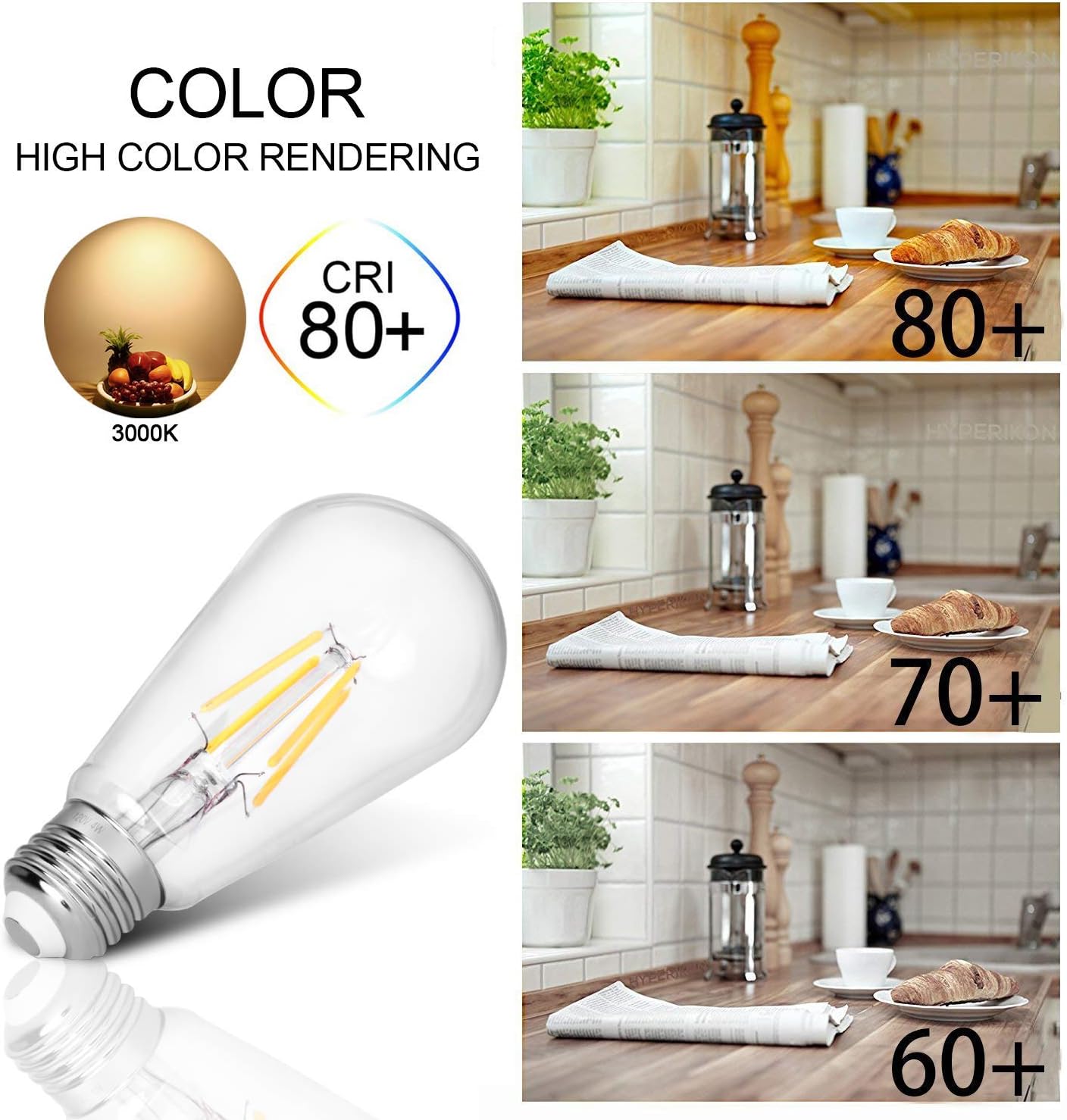 LED Edison Bulb 4W,Antique 40W Vintage Edison Bulb,E26 Light Bulb Non Dimmable Led Bulb 450 Lumens 2700K Warm White,Pack of 12
