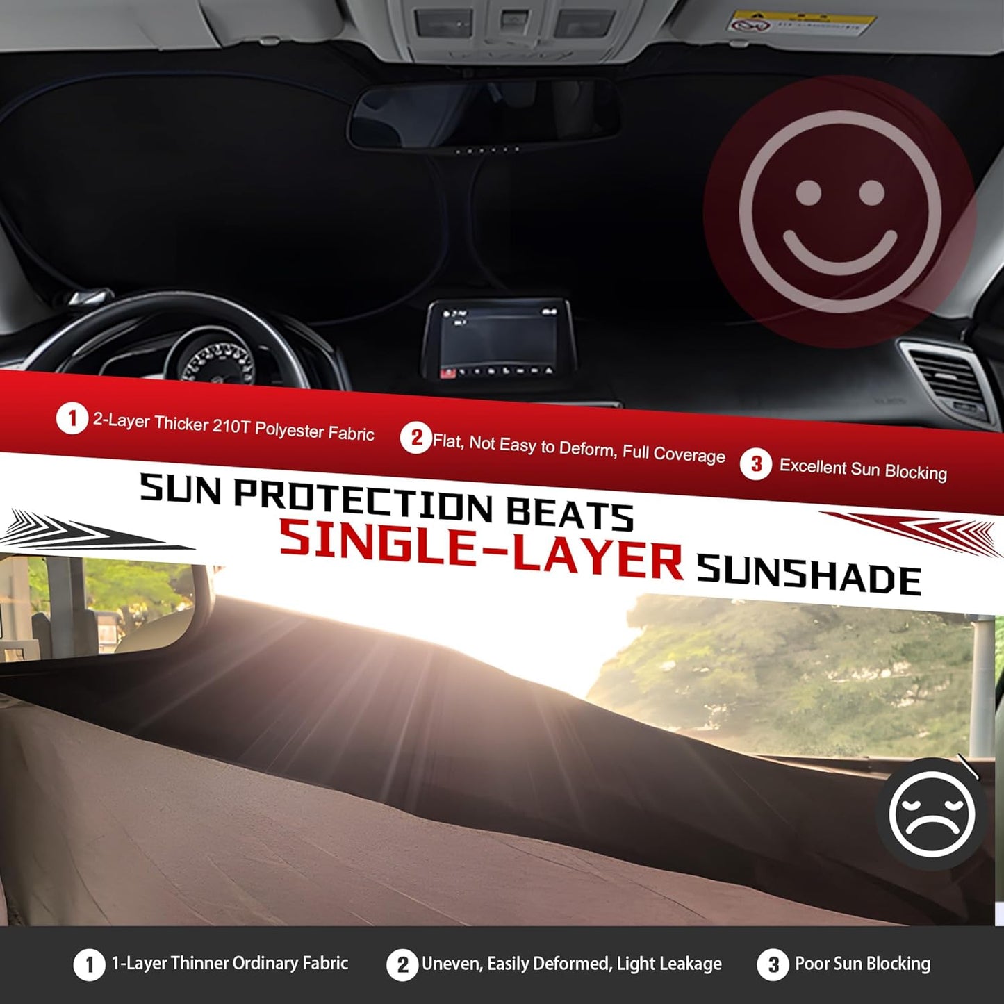 Windshield Sun Shade for 1996-2025 Che-vrolet/Chevy Express Foldable Sun Sunshade for Car Front Window Blocks UV Rays and Heat Automotive Interior Protector Custom Fit Accessories