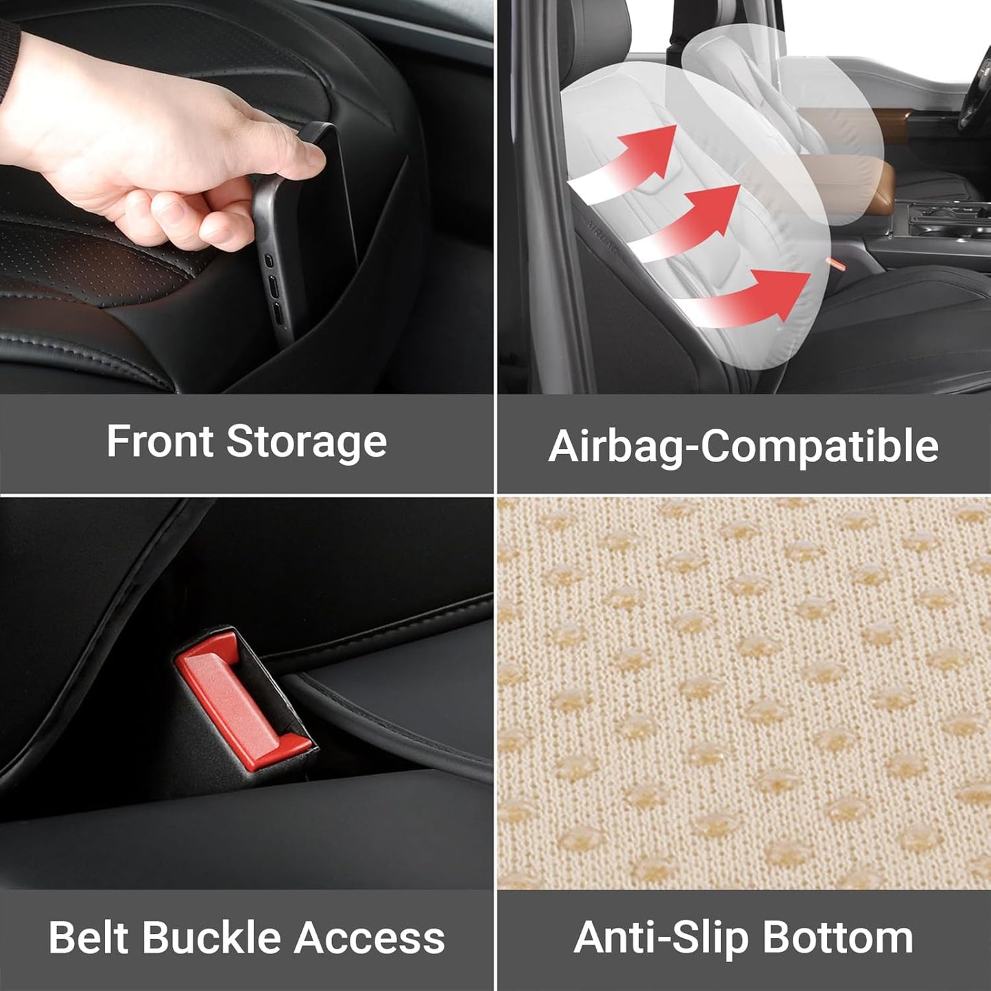 Coverland Custom Car Seat Covers Compatible with F150, Tundra, Ram 1500, Ram 2500 - Premium Leather Non-Slip Waterproof Cover Custom Interior Protector Full Set-Black [See Size Chart-Size X130]