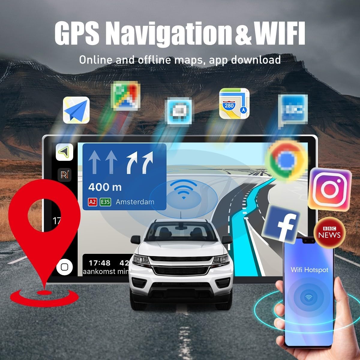 Kunfine Tesla Style Car CarPlay Android Auto Navigation Stereo GPS Radio Reverse Camera 9.7" IPS Touchscreen Headunit Tablet Media Player For Peugeot 301 13-22, if Applicable Octa Core 2G+32G Advanced