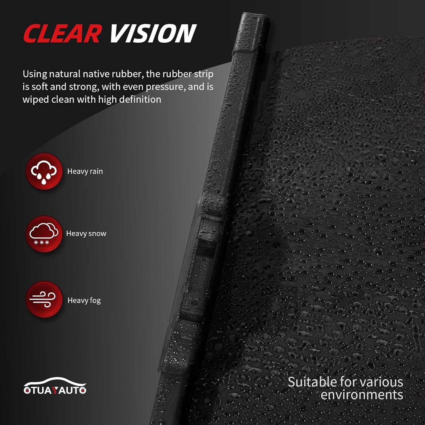 OTUAYAUTO Premium Windshield Wiper Blades - Replacement for Toyota RAV4 19-23, Mazda 5 06-15 - Precision Fit, All-Weather Performance, Front and Rear Wiper Blades, U Hook - 26"+16"+12" (Pack of 3)