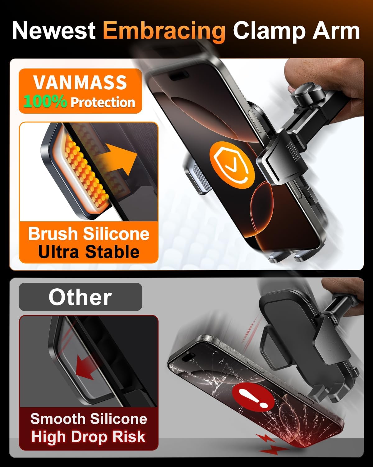 VANMASS 2025 Upgraded Car Phone Mount, [85+ LBS Strongest Suction] Patent Safety Cell Phone Mount Windshield Dashboard Vent Truck Accessories Stand Cradle for iPhone 16 Pro Max 15 14 13 Android