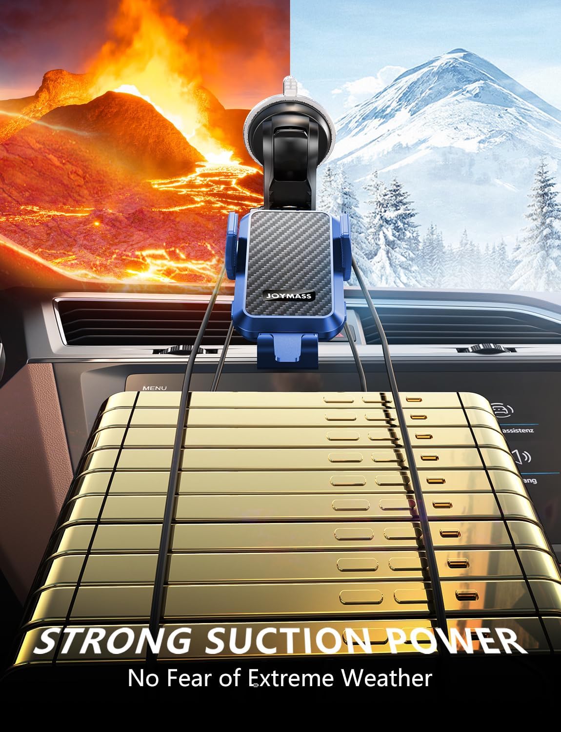 Wireless Car Charger, Phone Holders for Your Car, 15W Auto Clamping Phone Mount Car Accessories for iPhone 16 15 14 13 12 Mini Pro Max 11, Samsung Galaxy S24 Ultra S23 S22+ Note 20, etc - Blue