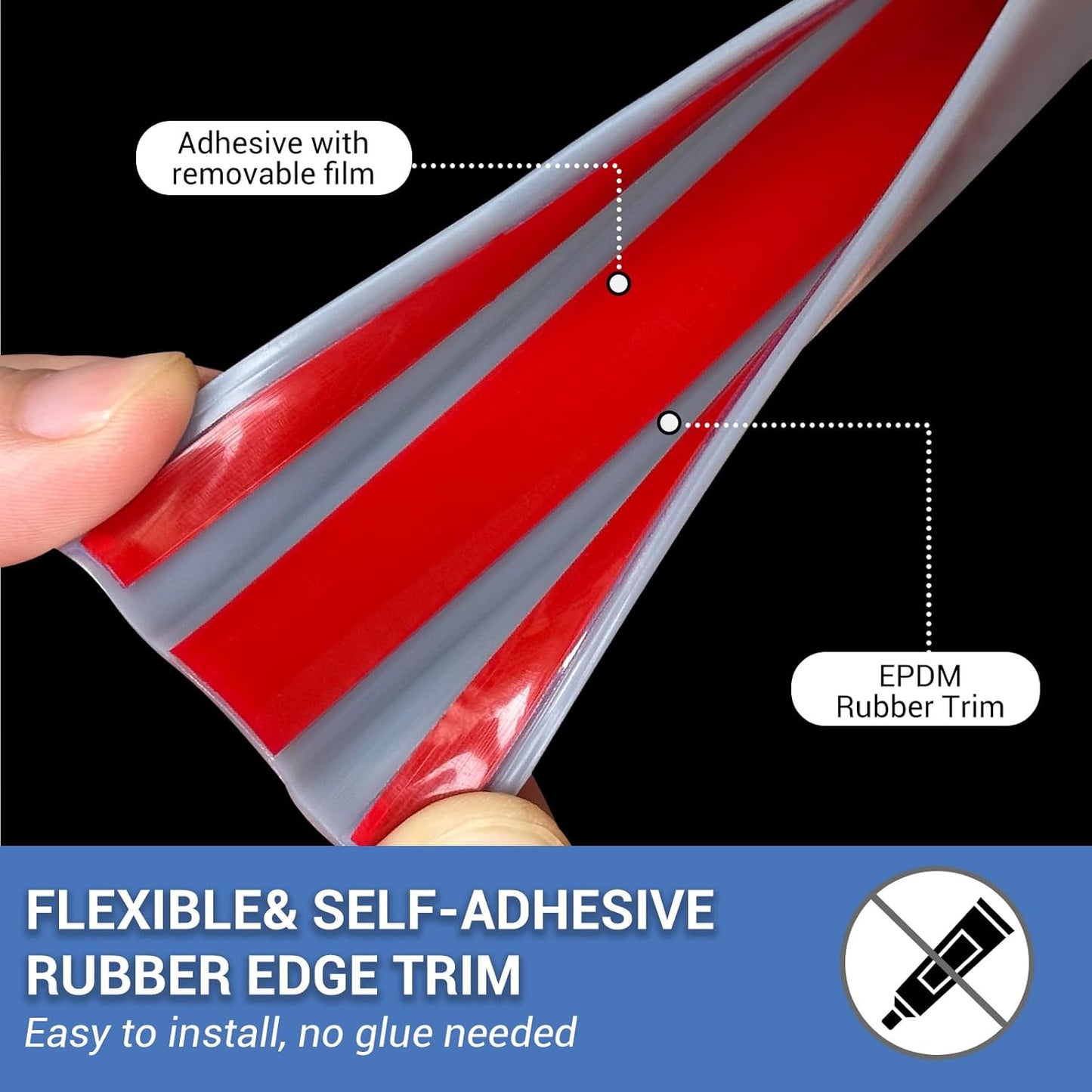 Rubber Edge Trim, Flexible Self Adhesive U Shaped Peel and Stick Edge Banding, 2"(50mm) U Channel Edge Protector, Edge Guards for Woods, Furniture, 20Ft, Grey Color