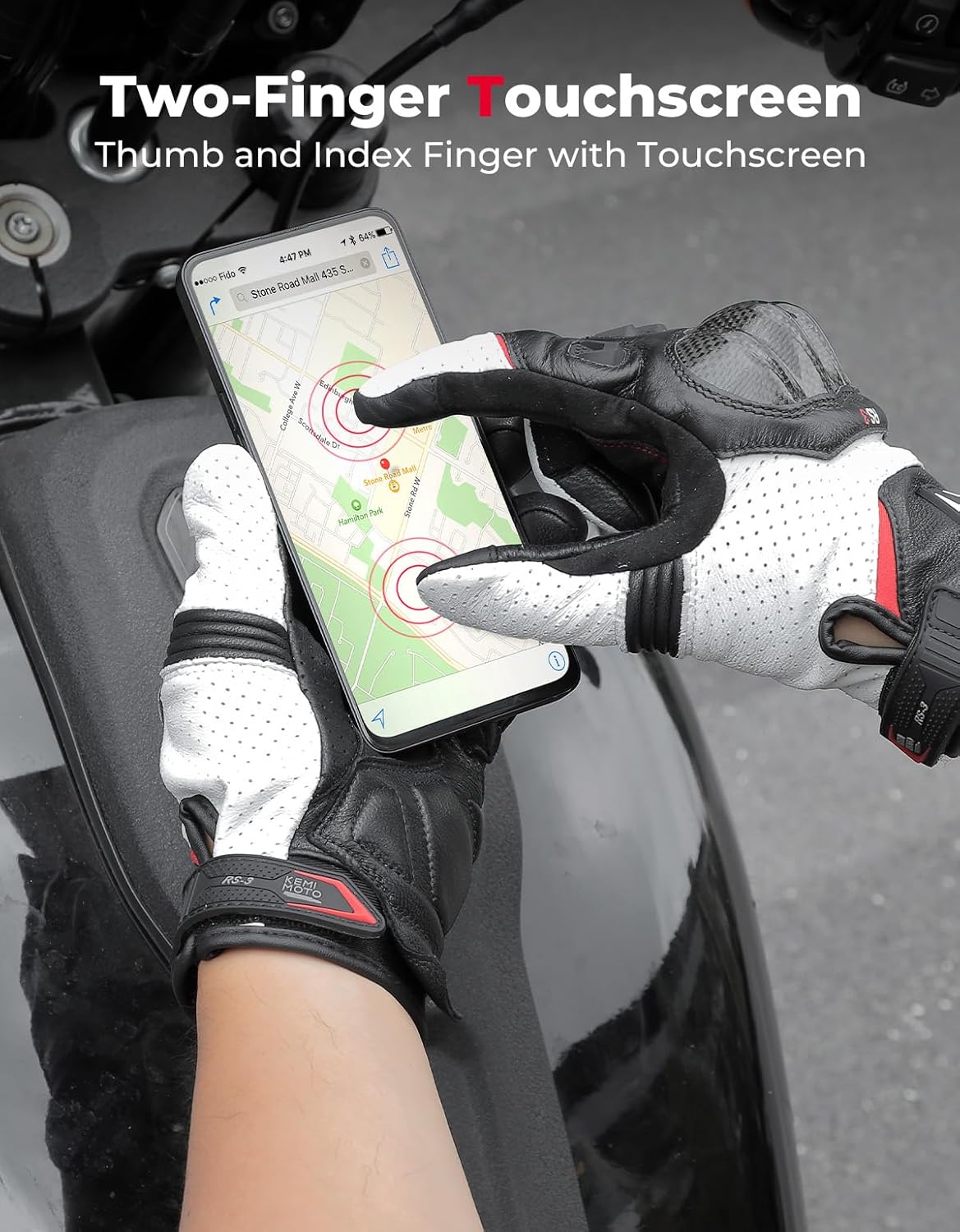 KEMIMOTO Sheepskin Leather Motorcycle Gloves for Men, Protective Motorcycle Gloves for Motocross Motorbike Dirt Bike Bicycle Racing ATV UTV