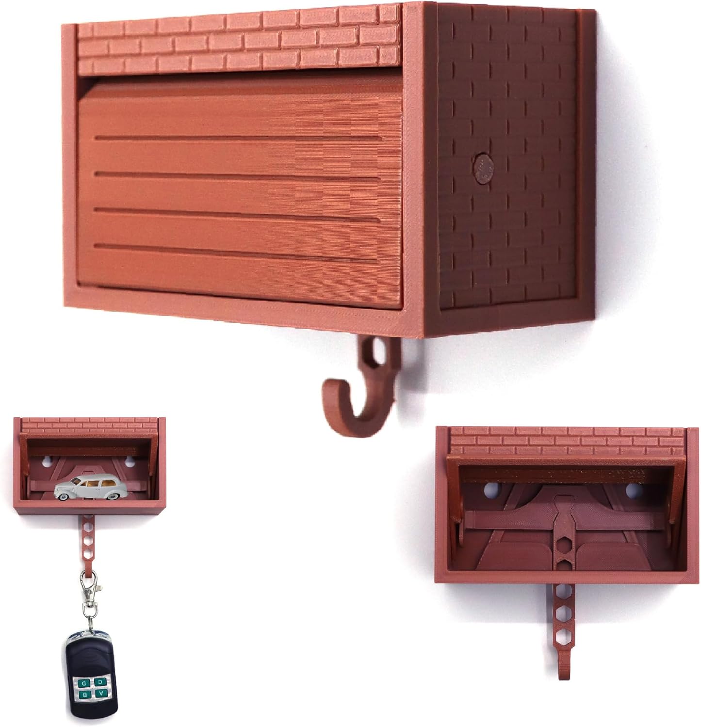 Wall-Mounted Car Display Key Holder, Decorative Garage Model Design, Multiple Colors（No Car） (Brick-Gray（No Car）)
