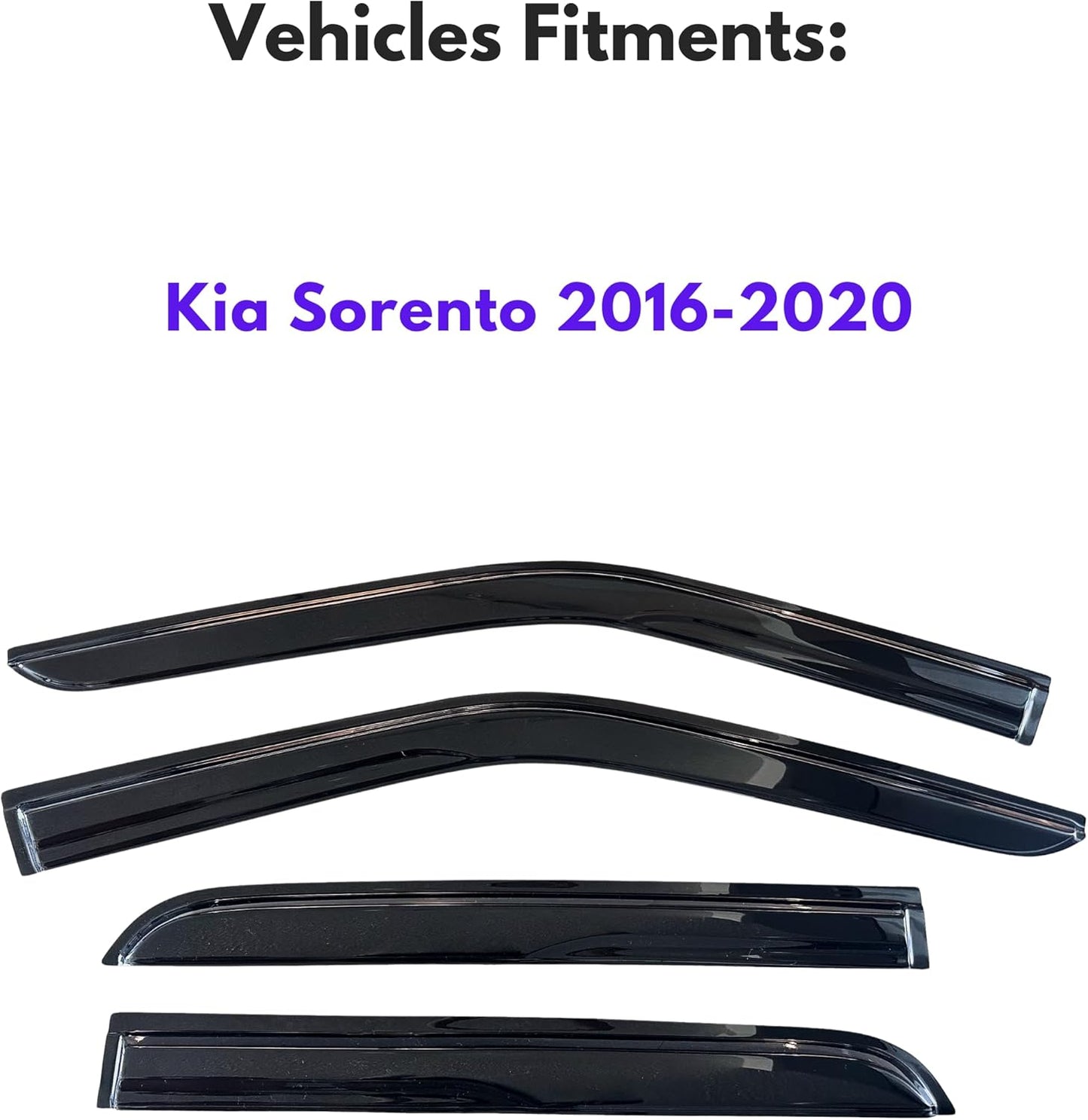 KPY Window Visor Compatible with Kia Sorento 2016-2020, 4PC Rain Guard Side Window Vent Deflectors Tape-On Mugen Style, 2016 2017 2018 2019 2020