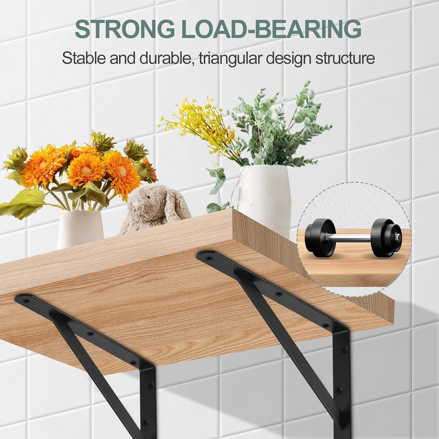 16 Pack L6 x H 4" Black Heavy Duty Shelf Brackets with Screws Metal Shelf Brackets Shelf Support Angle Brackets for Shelves L Brackets Heavy Duty Floating Shelf