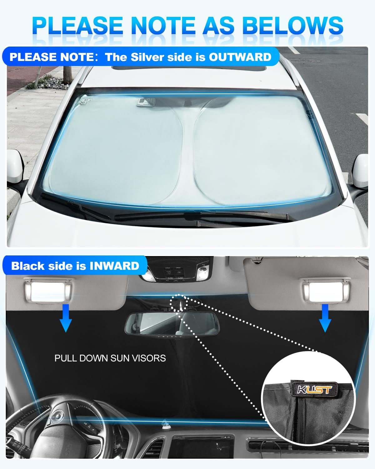 KUST Windshield Sun Shade for 2017-2024 2025 2026 Land Rover Range Rover Velar Accessories Window Shade Sun Visor Cover Foldable Blocks UV Rays Keep Car Cooler